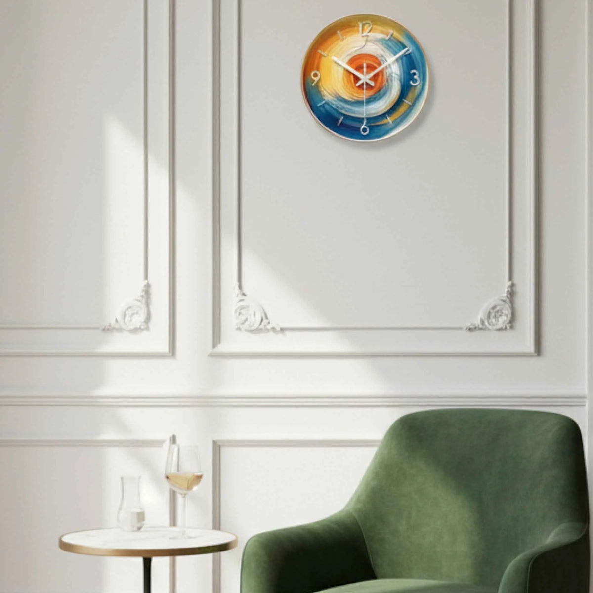 Horloges murales : Horloge Murale Abstraite à Spirale Colorée Verre dans de Marche Lino
