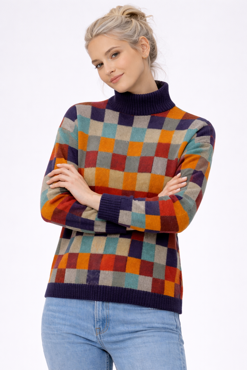 Pull Femme Col Roulé Léger Cachemire Doux Mode Décontractée