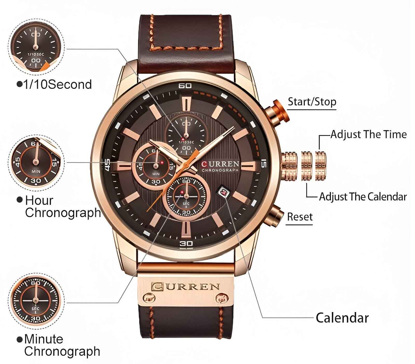 Montre-bracelet chronographe CURREN pour homme
