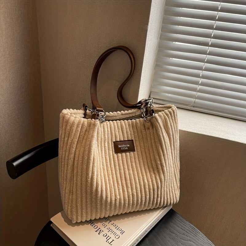 Handbag : S.F.Y. Sac à bandoulière en velours côtelé avec chaîne Femme dans de Marche Lino