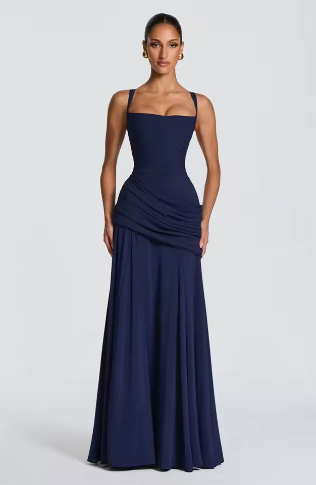 Maxi Dress : Maxi-robe longue femme - Décolleté cœur, fronces élégantes dans de Marche Lino