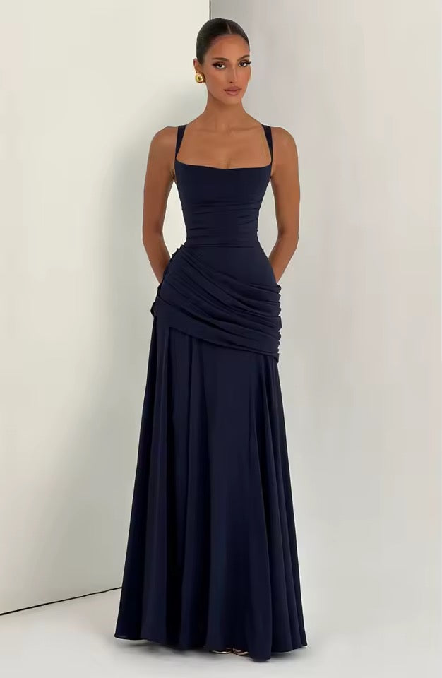 Maxi Dress : Maxi-robe longue femme - Décolleté cœur, fronces élégantes dans de Marche Lino