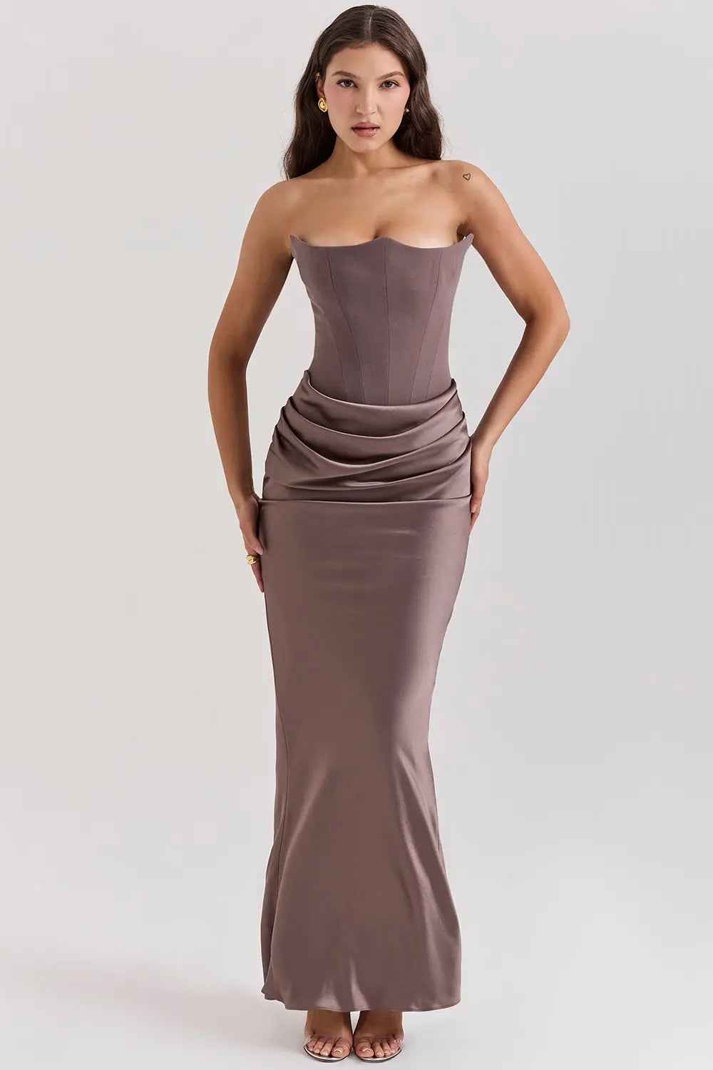 Maxi Dress : Maxi-robe bustier femme - Taille froncée, style chic dans de Marche Lino
