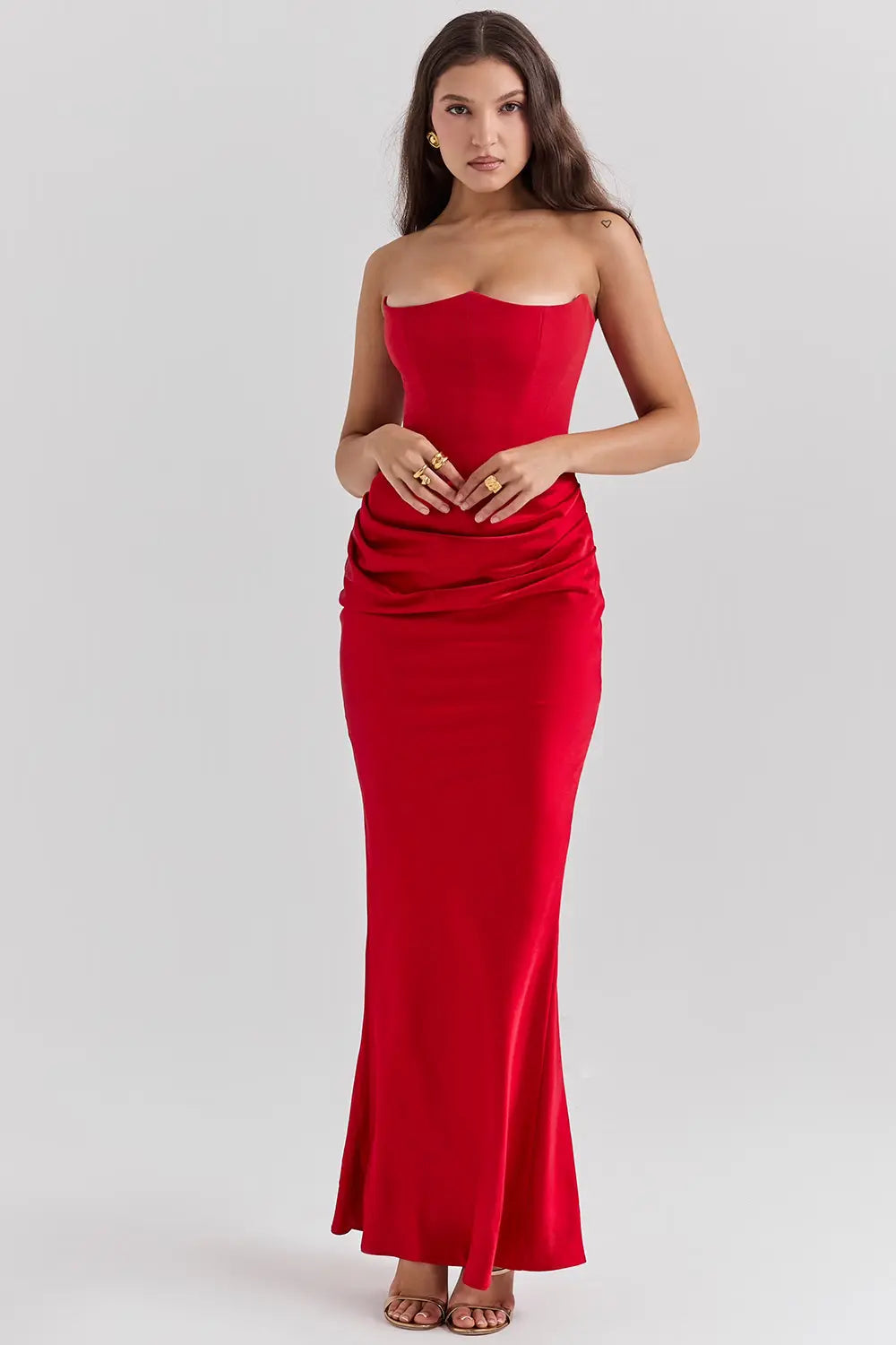 Maxi Dress : Maxi-robe bustier femme - Taille froncée, style chic dans de Marche Lino