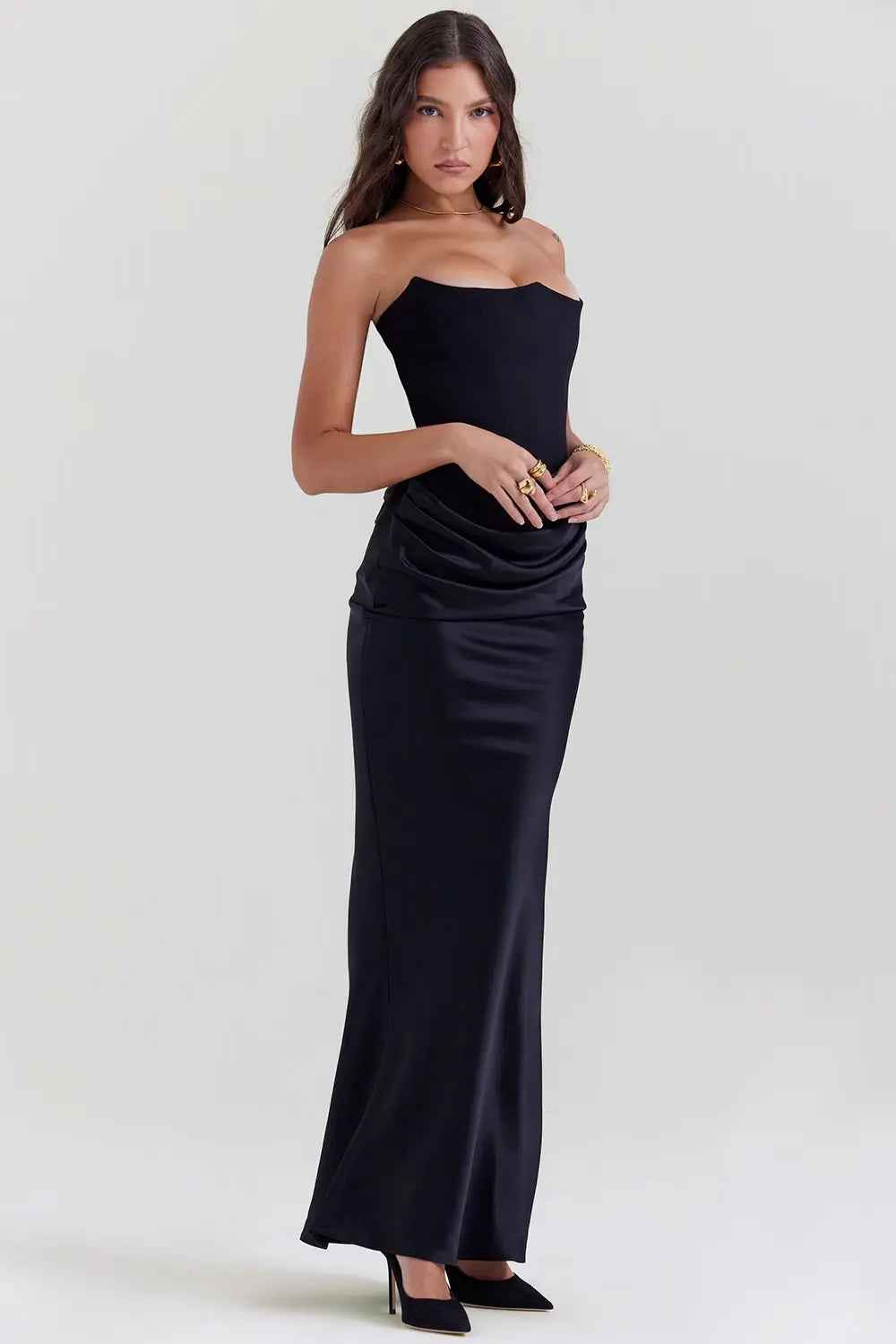 Maxi Dress : Maxi-robe bustier femme - Taille froncée, style chic dans de Marche Lino