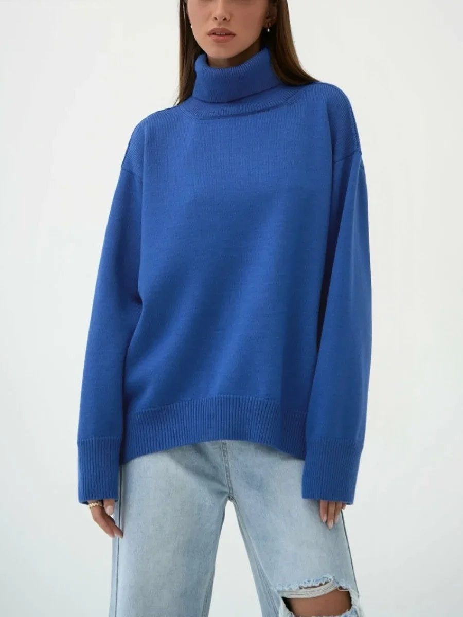 Women's Pullover : Pull à col roulé montant pour femme avec poignets élastiques dans de Marche Lino