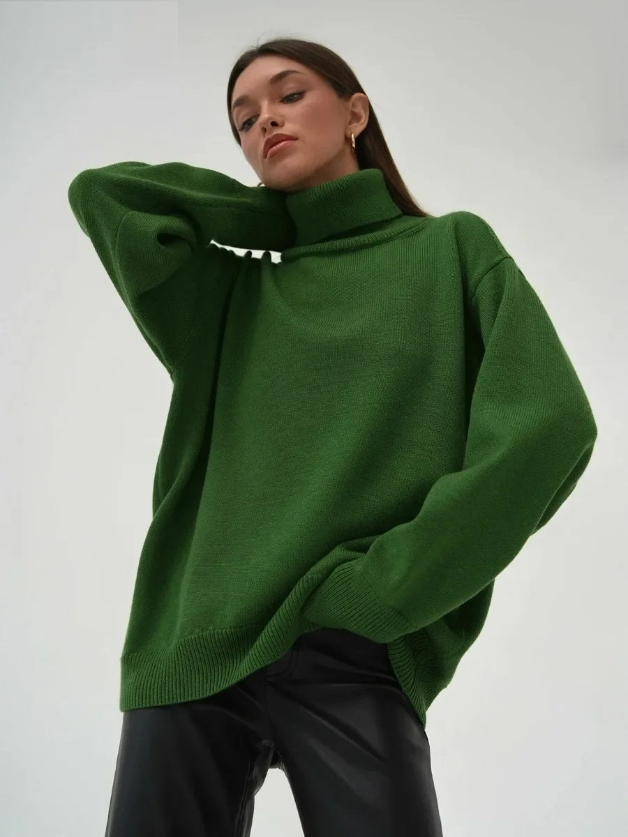 Women's Pullover : Pull à col roulé montant pour femme avec poignets élastiques dans de Marche Lino