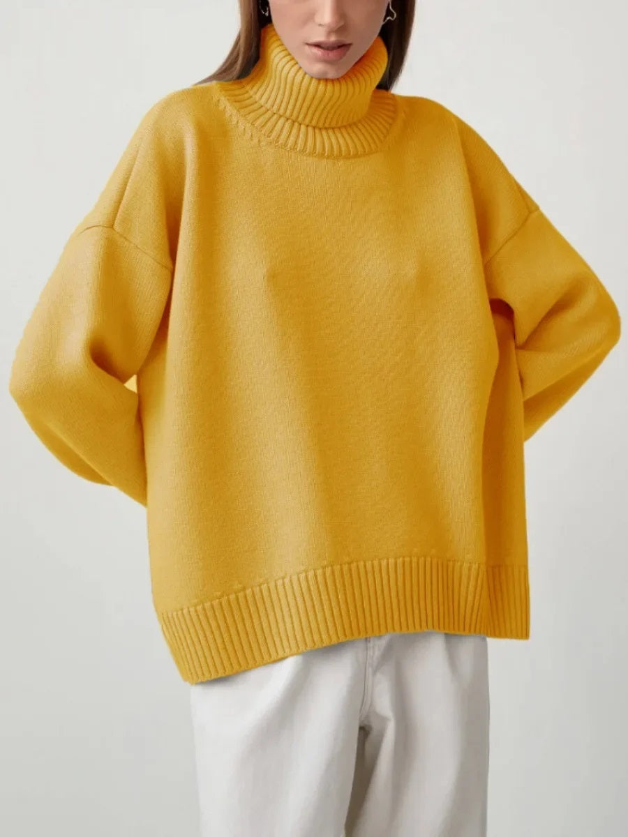 Women's Pullover : Pull à col roulé montant pour femme avec poignets élastiques dans de Marche Lino
