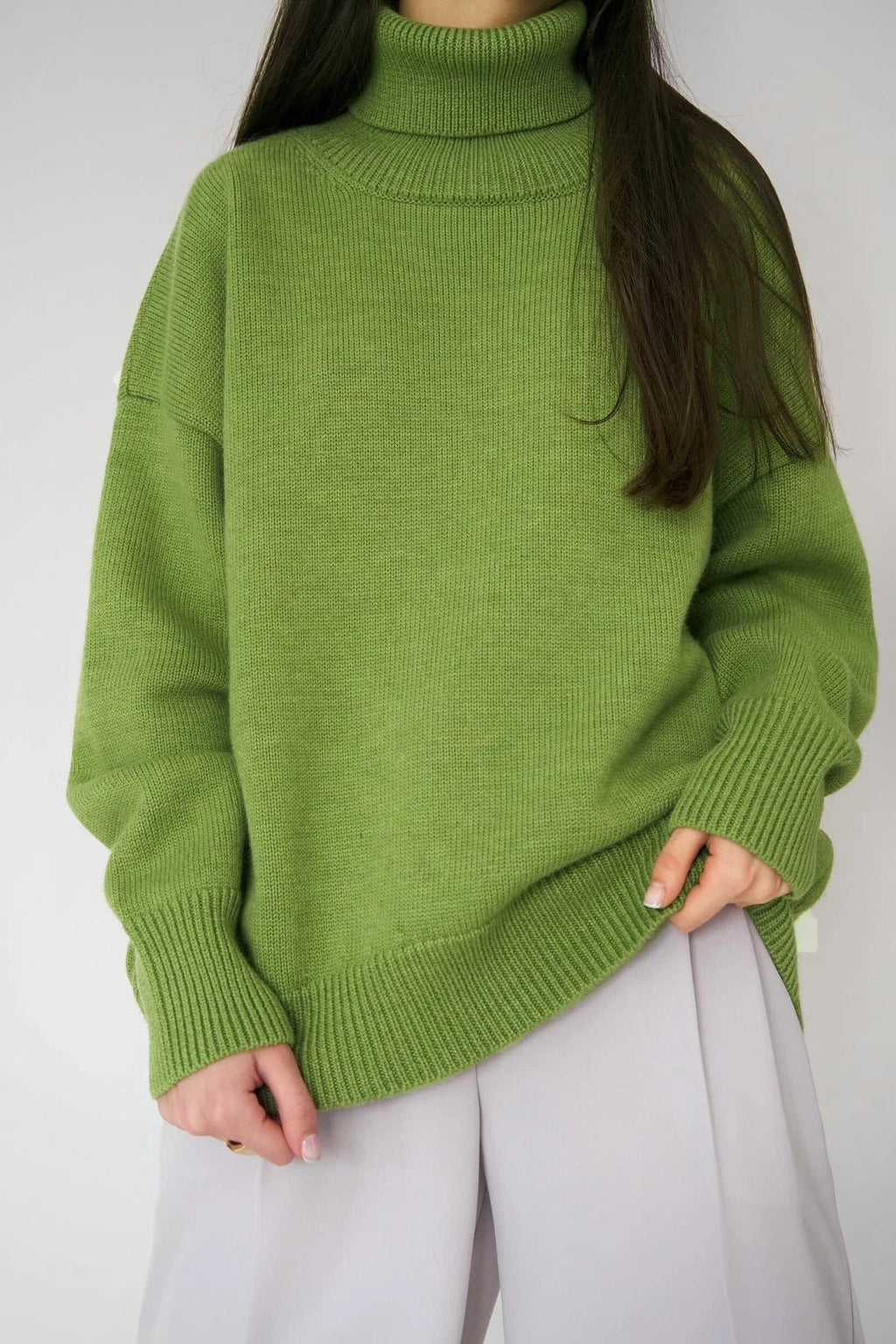 Women's Pullover : Pull à col roulé montant pour femme avec poignets élastiques dans de Marche Lino