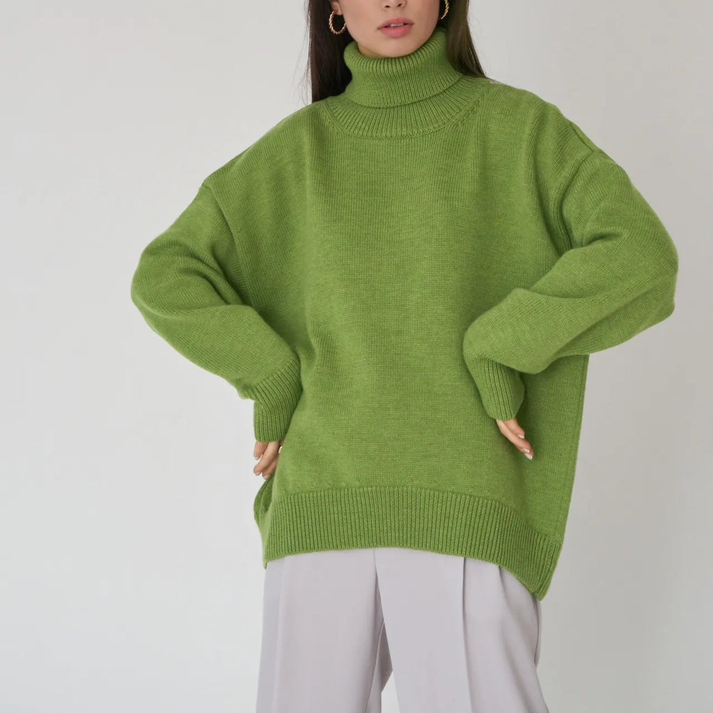 Women's Pullover : Pull à col roulé montant pour femme avec poignets élastiques dans de Marche Lino