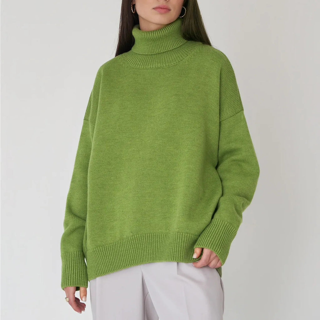 Women's Pullover : Pull à col roulé montant pour femme avec poignets élastiques dans de Marche Lino