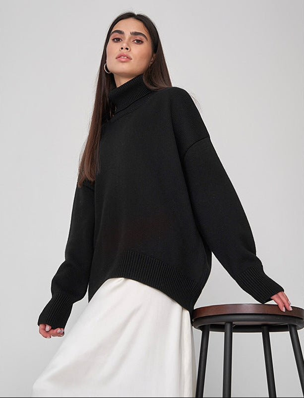Women's Pullover : Pull à col roulé montant pour femme avec poignets élastiques dans de Marche Lino