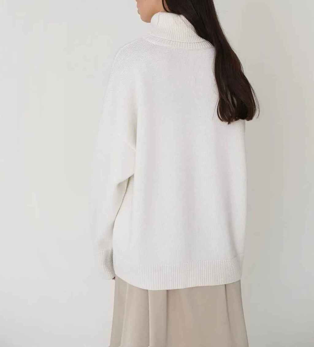 Women's Pullover : Pull à col roulé montant pour femme avec poignets élastiques dans de Marche Lino