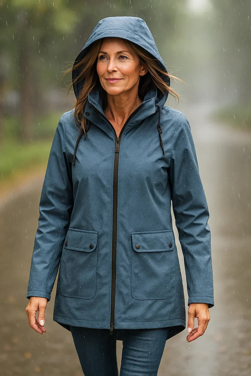 Coat : Parka pour Femme à Capuche Cordon dans de Marche Lino