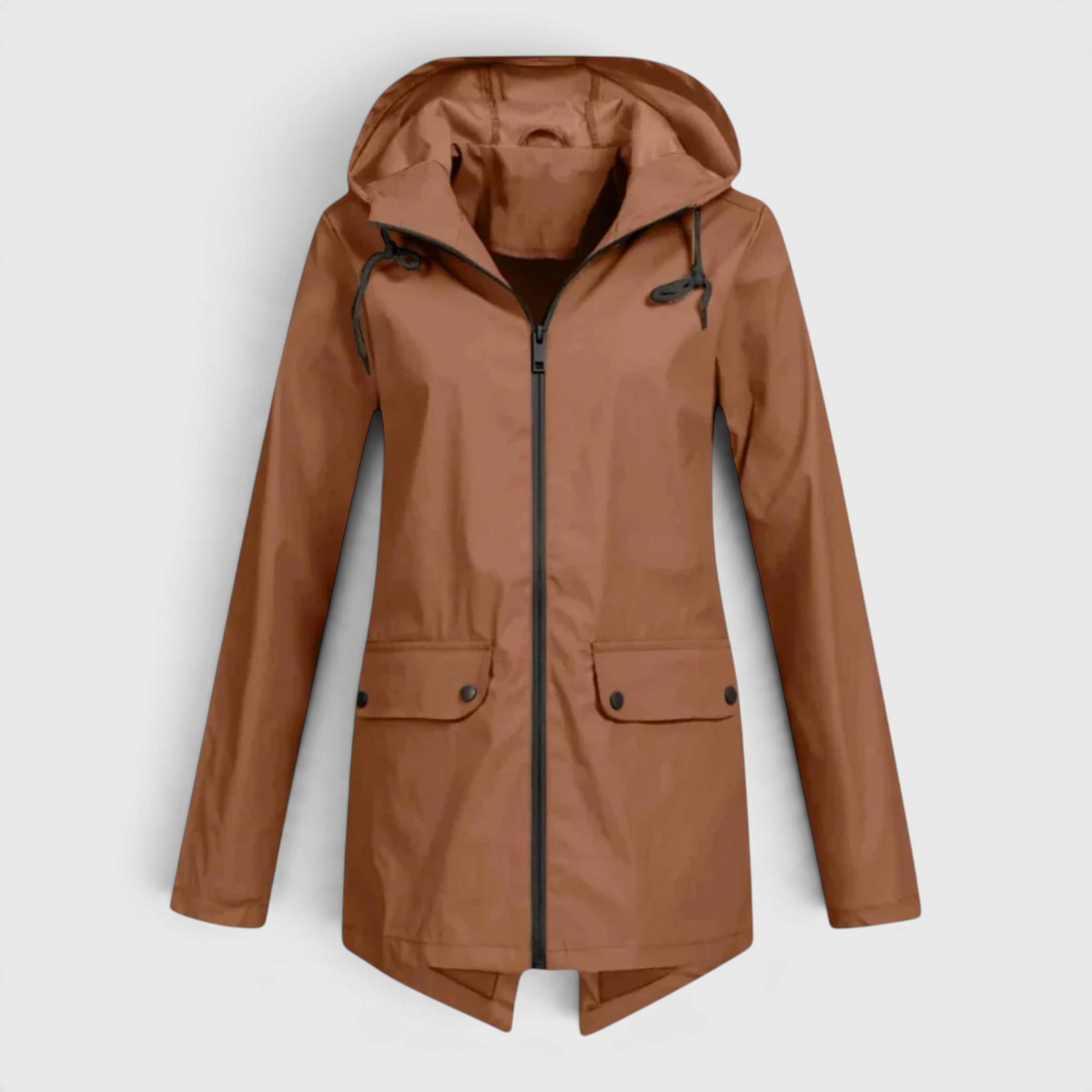 Coat : Parka pour Femme à Capuche Cordon dans Marron de Marche Lino