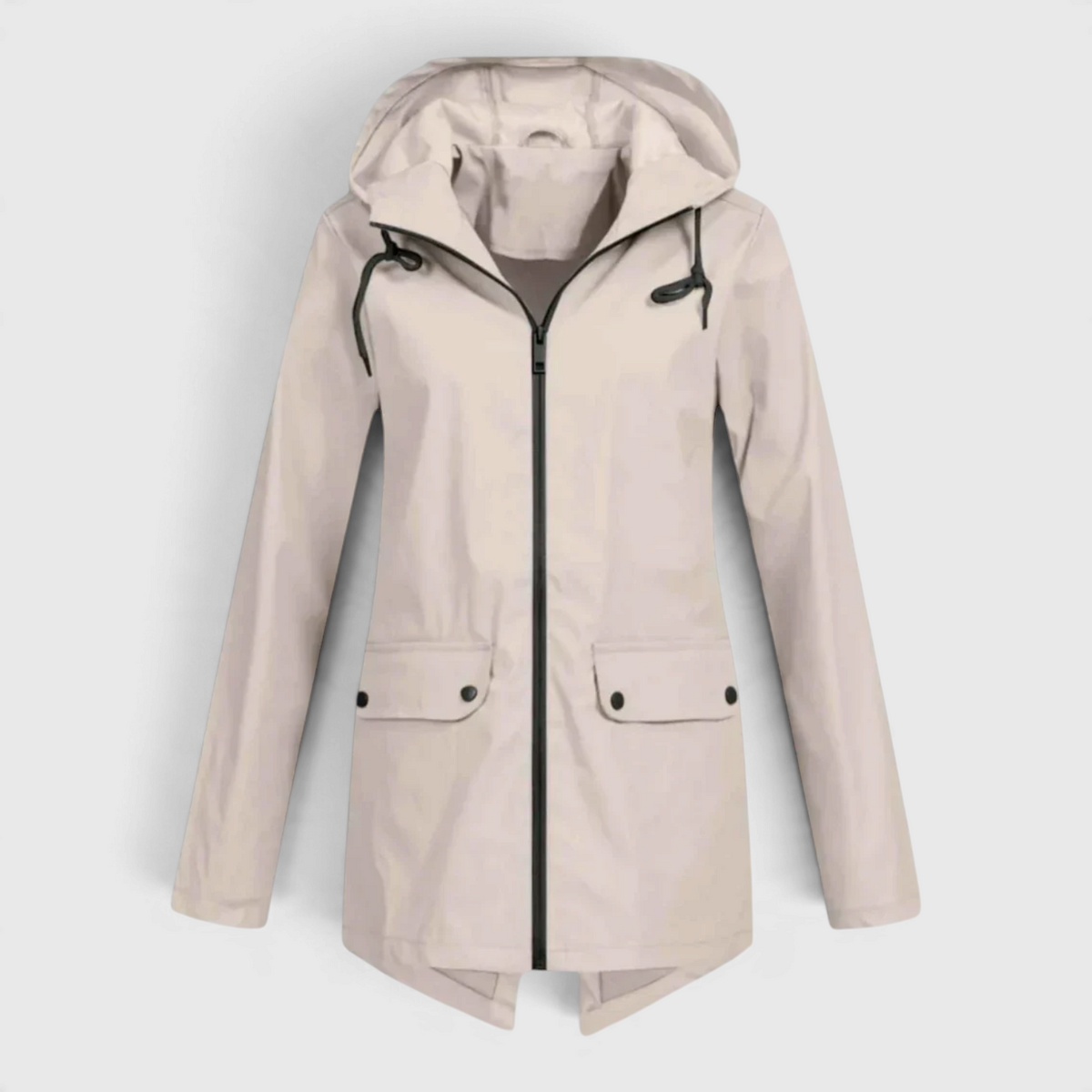Coat : Parka pour Femme à Capuche Cordon dans Crème de Marche Lino