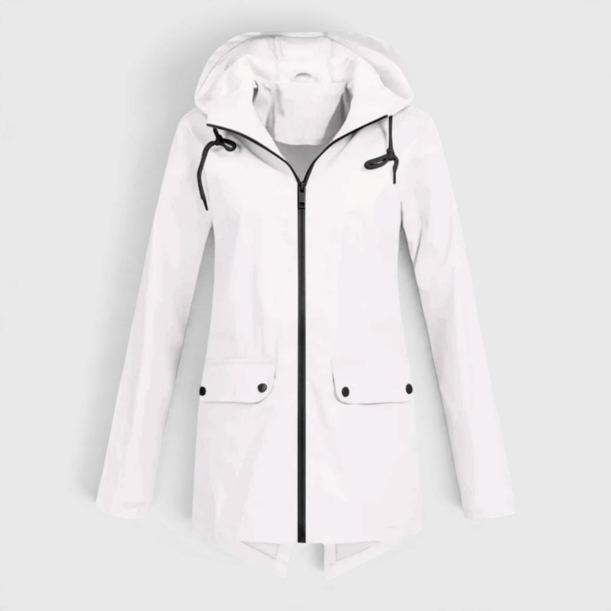 Coat : Parka pour Femme à Capuche Cordon dans Blanc de Marche Lino
