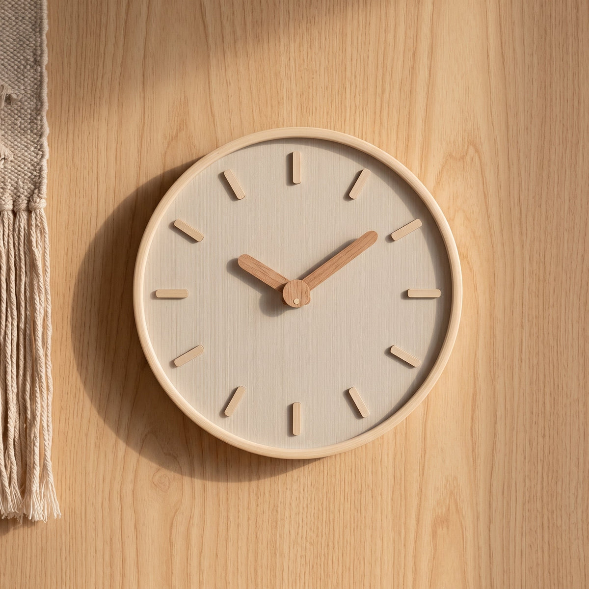 Wall Clocks : DashClock Horloge Murale en Bois Silencieuse dans Chêne Chaud de Roselva