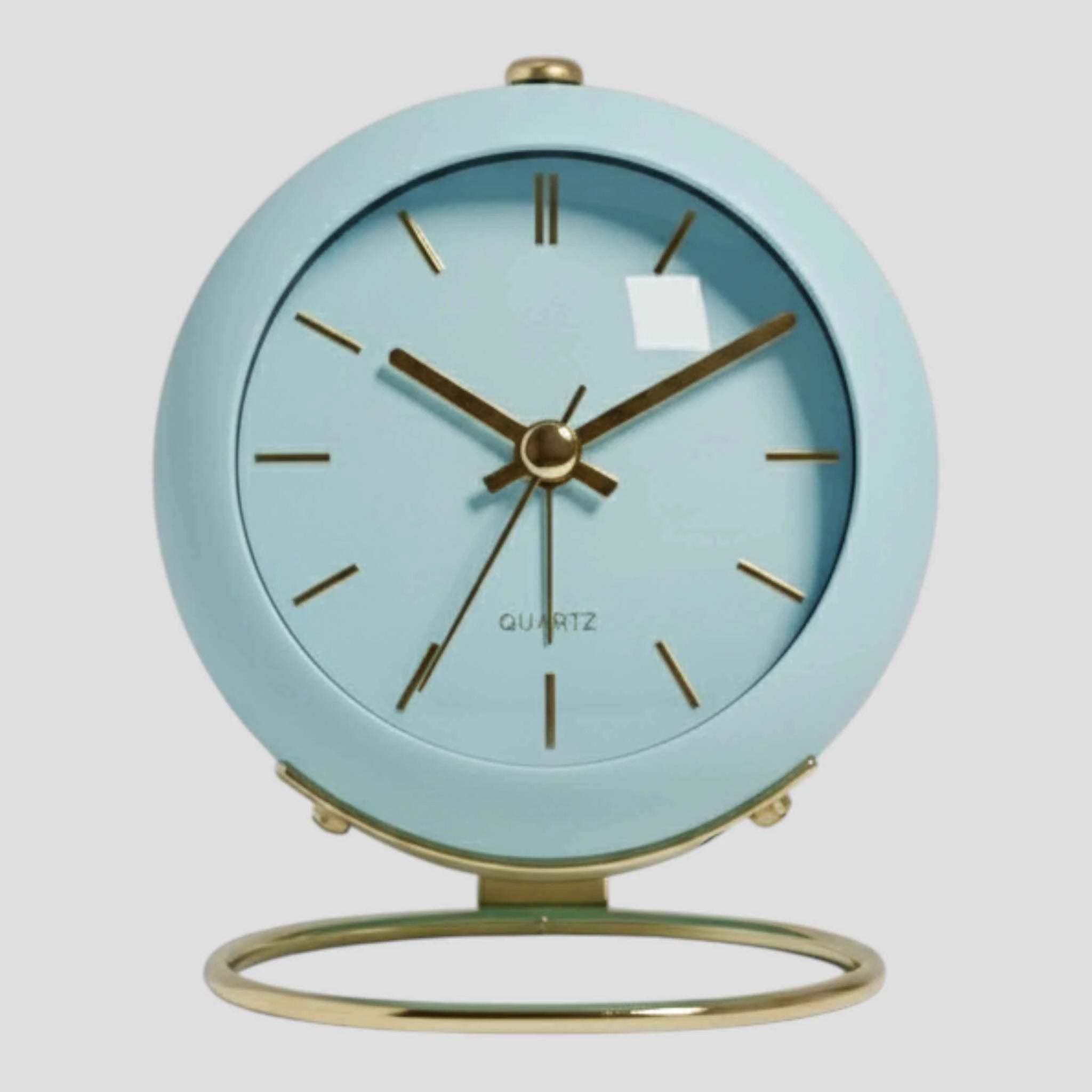 Horloges : Réveil de Bureau Quartz Silencieux Vintage - Horloge de Table Rétro pour Chambre/Bureau dans Bleu de Marche Lino