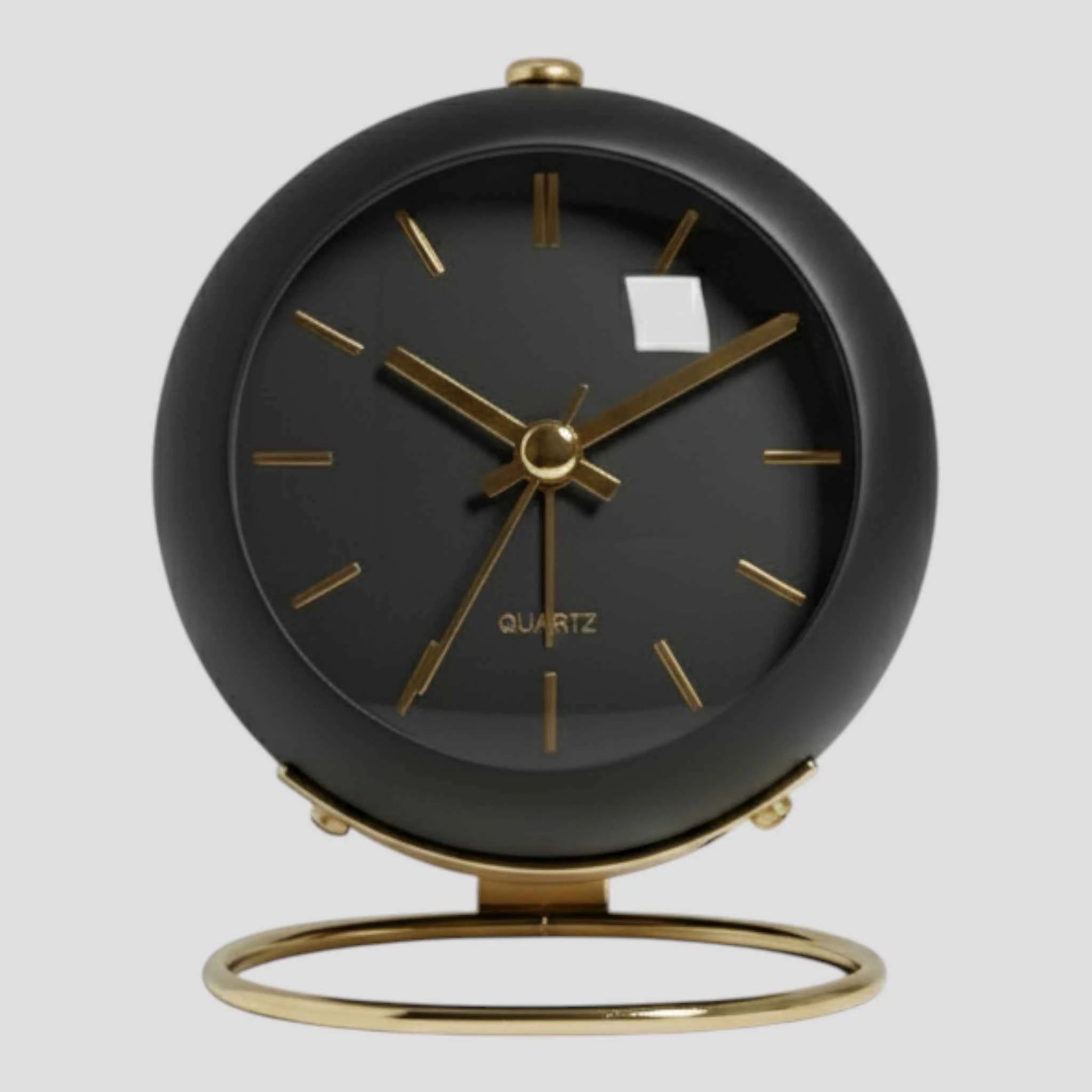 Horloges : Réveil de Bureau Quartz Silencieux Vintage - Horloge de Table Rétro pour Chambre/Bureau dans Noir de Marche Lino