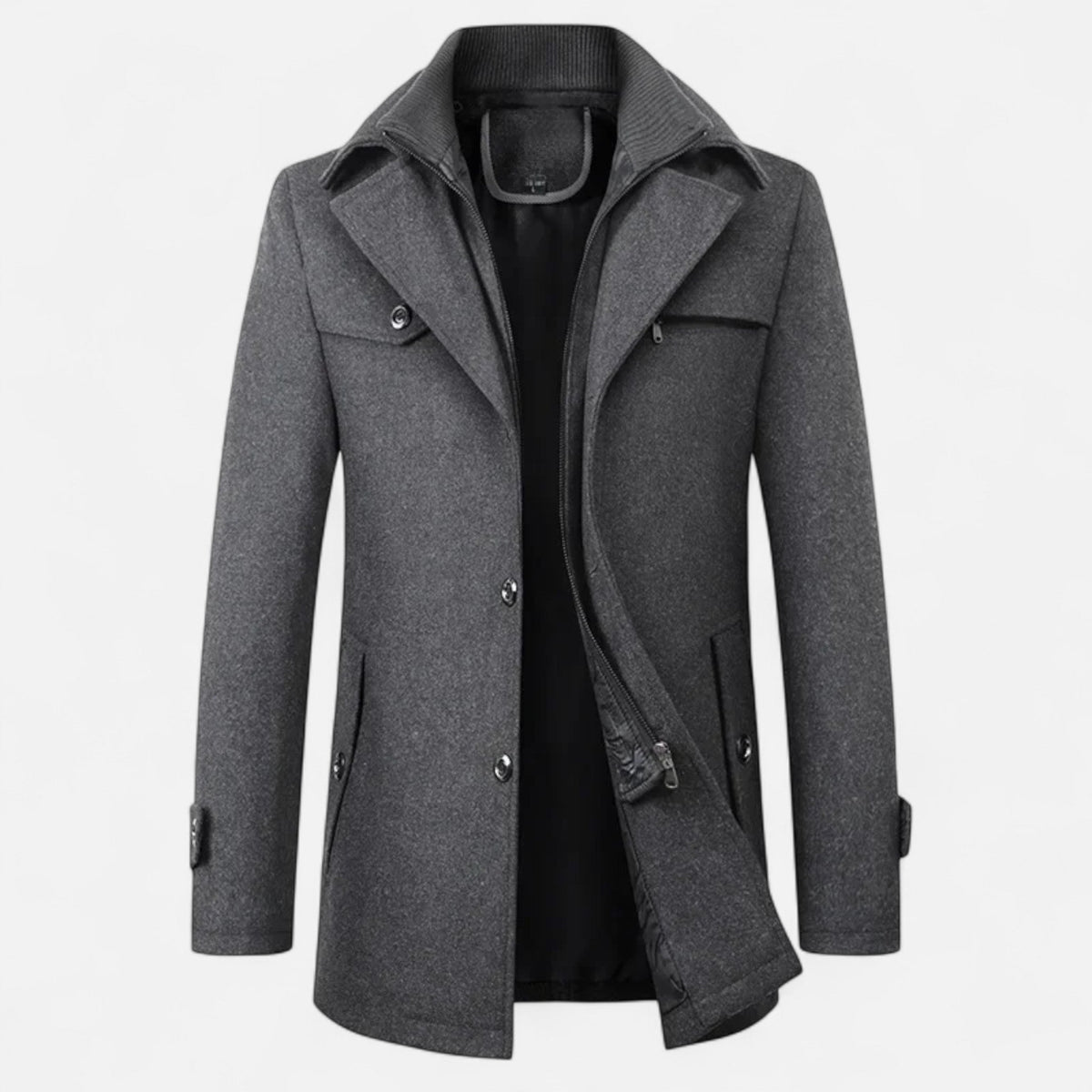 Men > Coats : Manteau Trench Homme en Laine - Double Col Zippé dans de Ancienne Monde