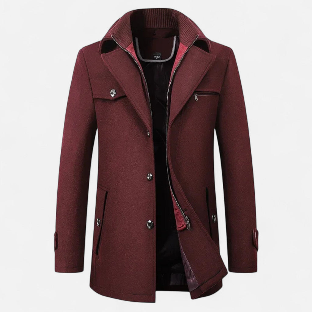 Manteau Trench Homme en Laine - Double Col Zippé