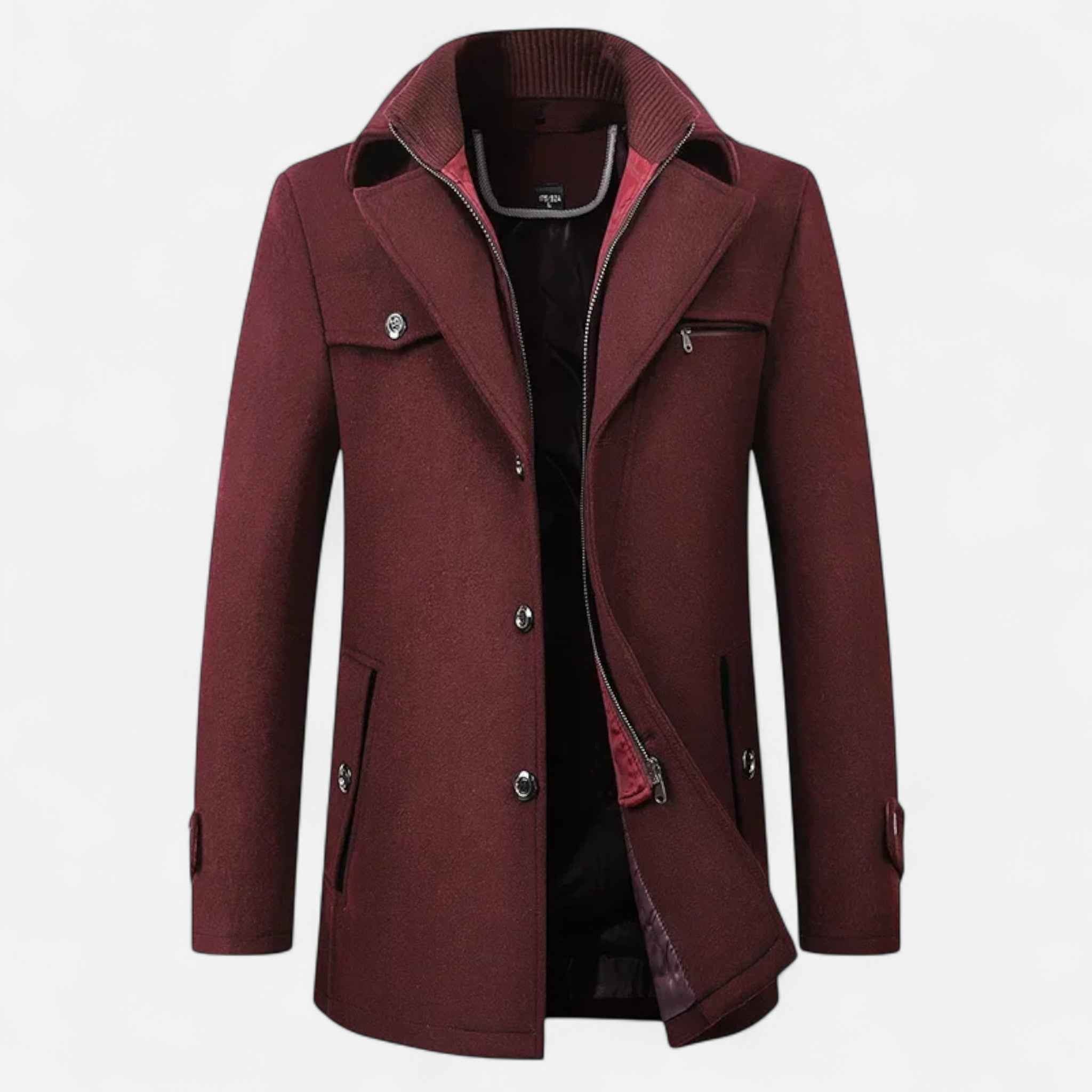 Men > Coats : Manteau Trench Homme en Laine - Double Col Zippé dans de Ancienne Monde