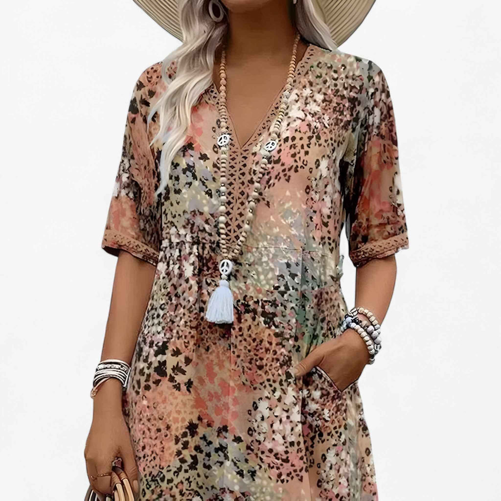 Robe Midi Florale Femme Élégante D'été pour Cérémonie et Événements Spéciaux
