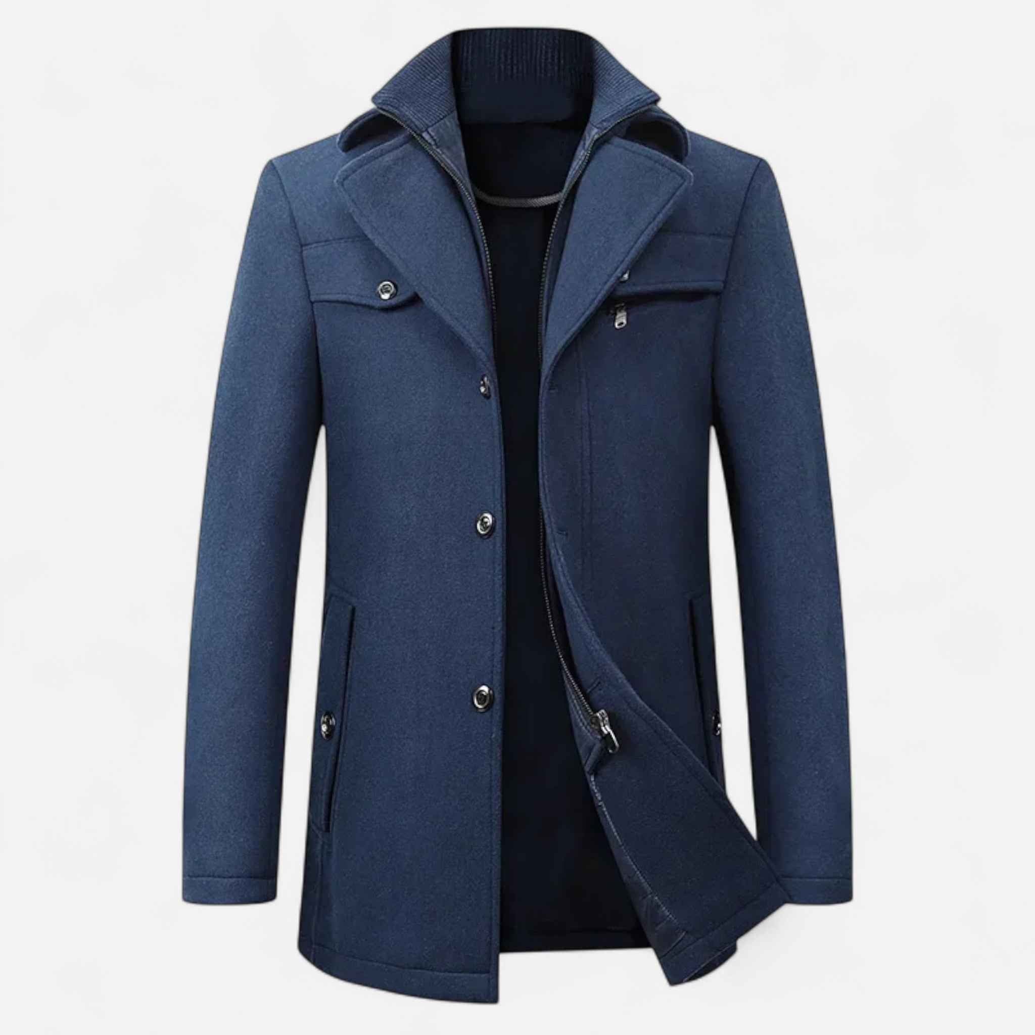 Men > Coats : Manteau Trench Homme en Laine - Double Col Zippé dans de Ancienne Monde