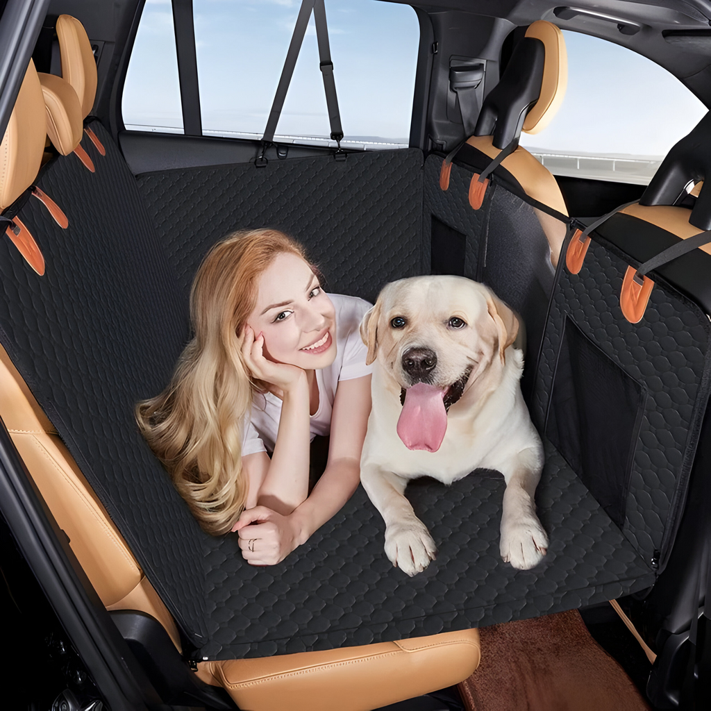 Housse de siège de voiture Imperméable Noire pour Chiens - Universelle, Extensible, Antidérapante, Protection Complète