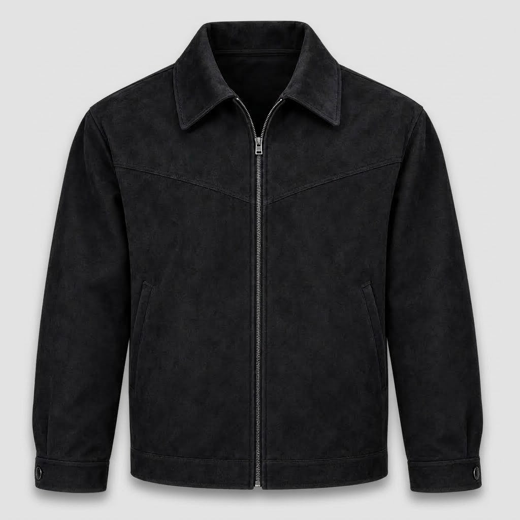 Jackets : Veste Courte Homme Effet Suède avec Col Rabattu dans de Roselva