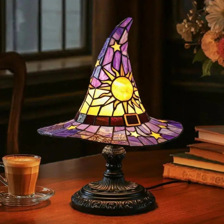 Lampe Chapeau de Sorcière en Verre Teinté - Lumière Chaude Artisanale
