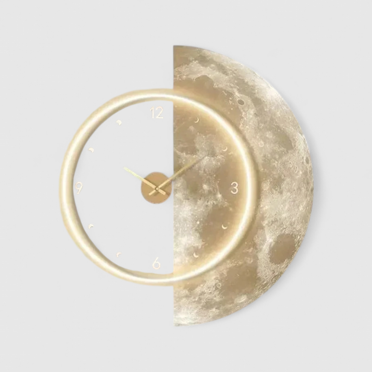 Wall Clocks : Horloge Murale Lune Lumineuse – Éclairage LED Doux et Design Céleste dans de Marche Lino