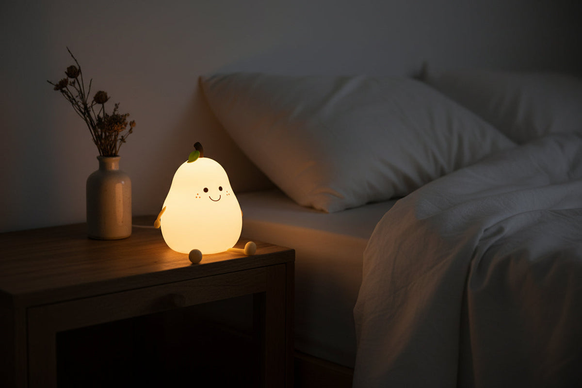 Silicone Night Light : Veilleuse Poire en Silicone – Lampe de Chevet Tactile Dimmable dans de Marche Lino