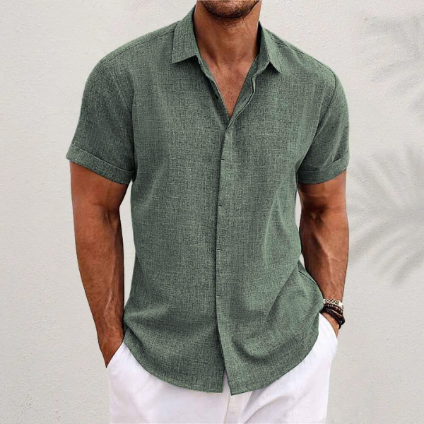 Chemise en Lin Homme Manches Courtes - Style Estival et Respirant