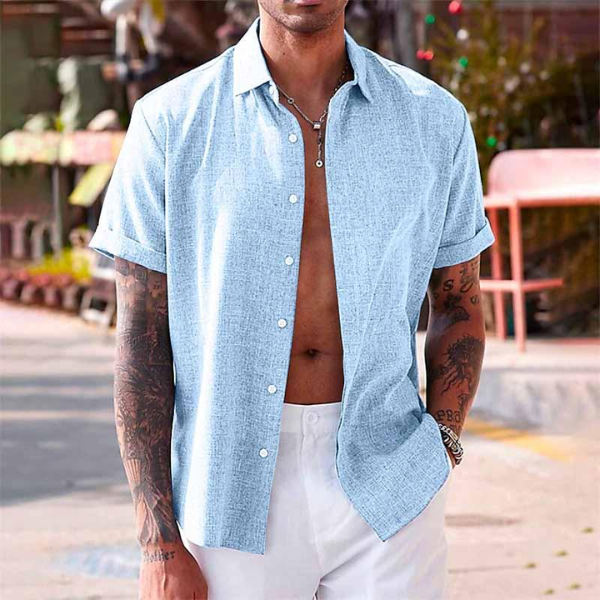 Chemise Lin Homme Manches Courtes - Style Estival et Respirant