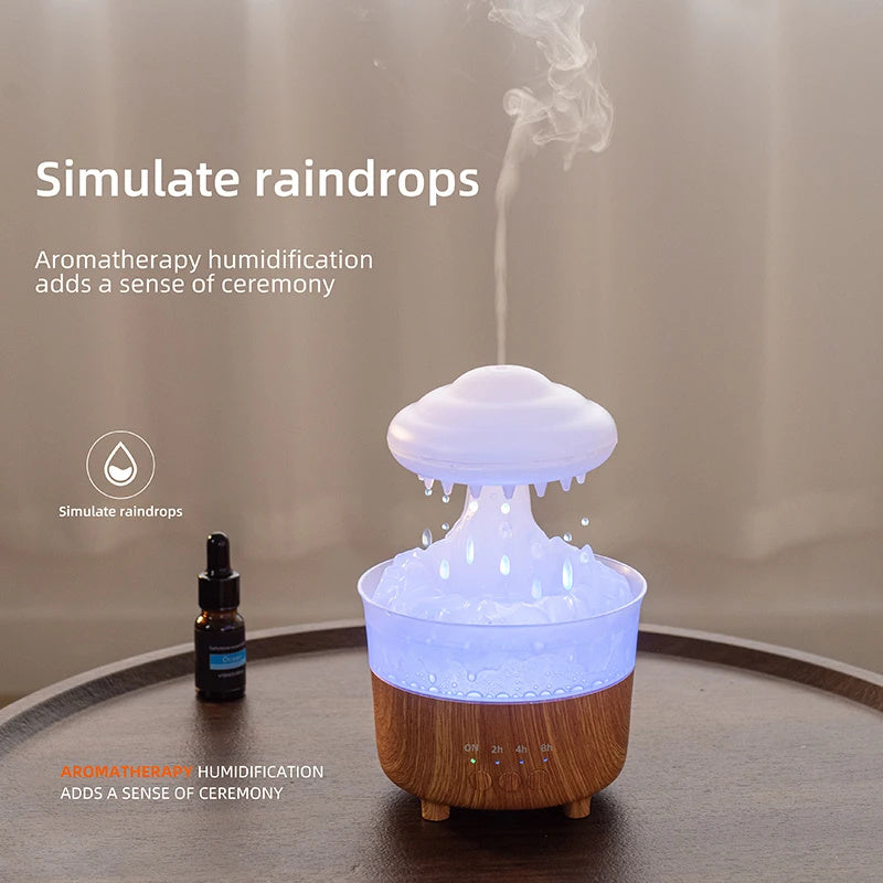 Humidifier Night Light : Lampe Humidificateur Nuage de Pluie – Lumière LED avec Son de Pluie dans de Marche Lino