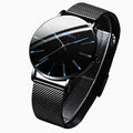 Montre homme Geneva quartz ultra-fine 40mm, acier argenté, élégante et minimaliste