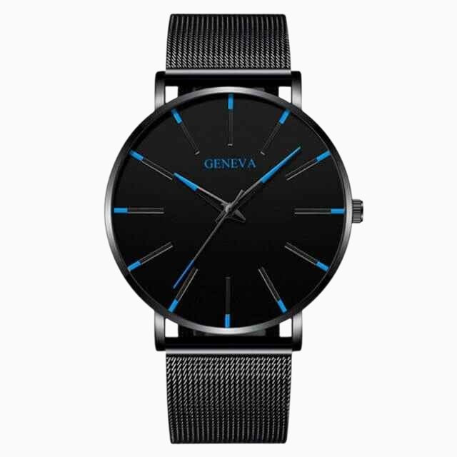 Watch : Montre homme Geneva quartz ultra-fine 40mm, acier argenté, élégante et minimaliste dans de Marche Lino