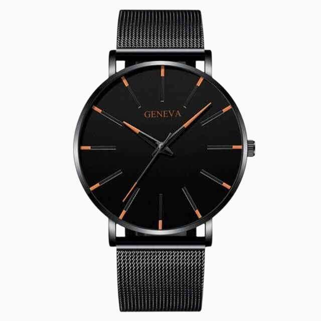 Watch : Montre homme Geneva quartz ultra-fine 40mm, acier argenté, élégante et minimaliste dans de Marche Lino