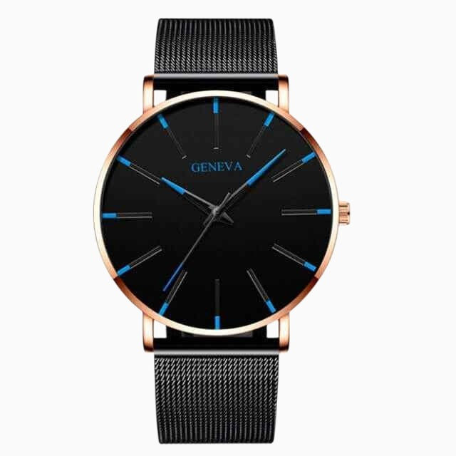 GENEVA | Montre d'affaires ultra-mince pour hommes – sobre, professionnelle et légère