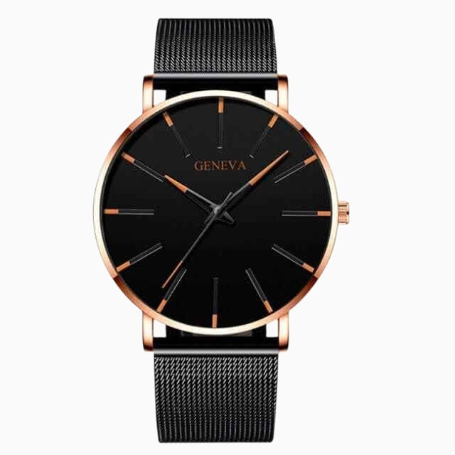 GENEVA | Montre d'affaires ultra-mince pour hommes – sobre, professionnelle et légère