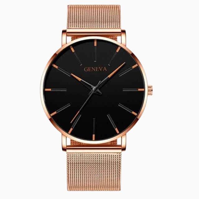 GENEVA | Montre d'affaires ultra-mince pour hommes – sobre, professionnelle et légère