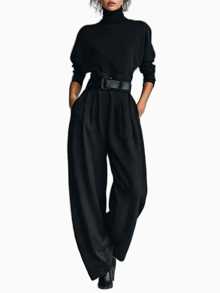 Ensemble Femme Tailleur Pantalon Noir Coton