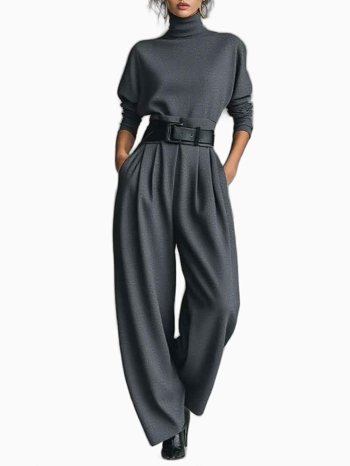 Ensemble Femme Tailleur Pantalon Noir Coton