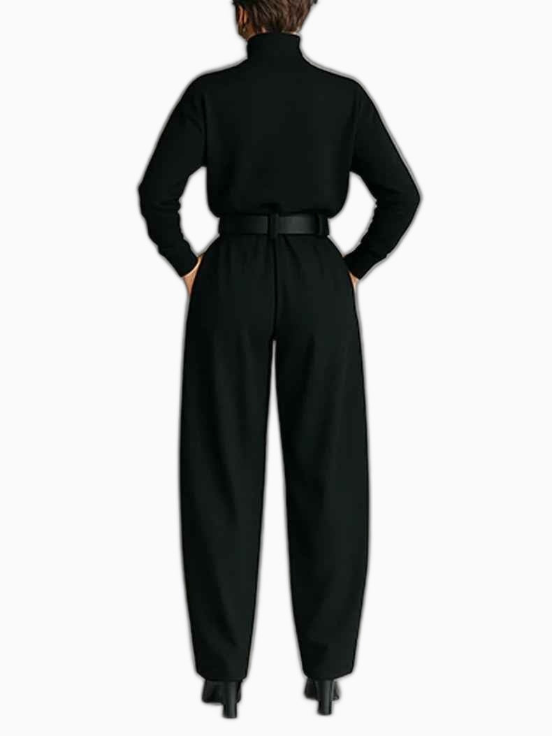 Ensemble Femme Tailleur Pantalon Noir Coton