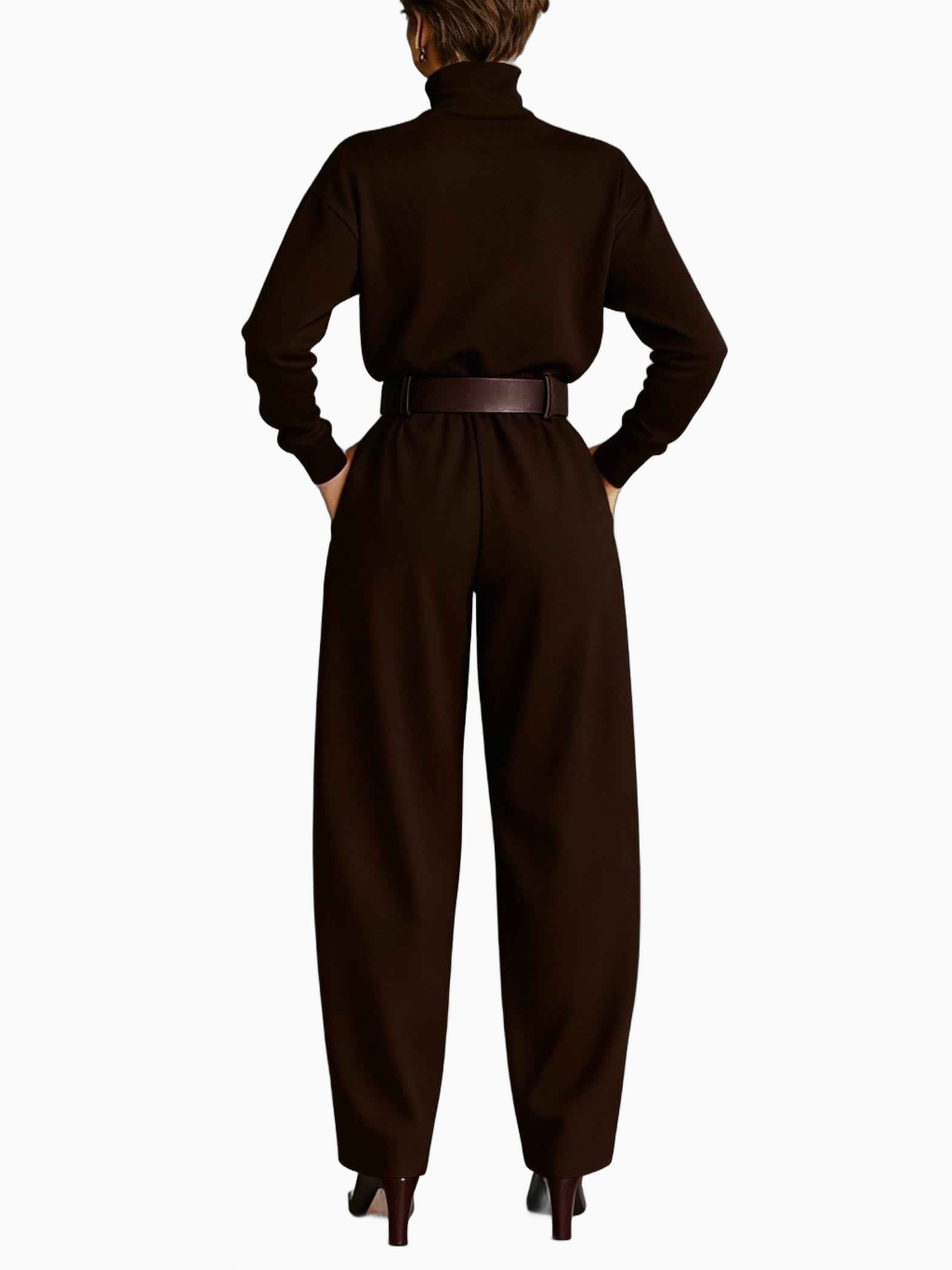 Ensemble Femme Tailleur Pantalon Noir Coton