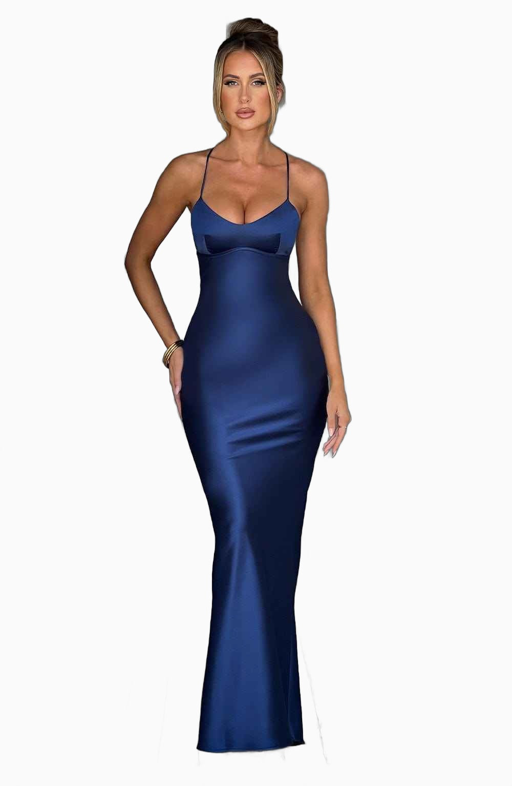 Robe Longue pour Femme en Satin Élégant, Polyester Doux, Parfaite