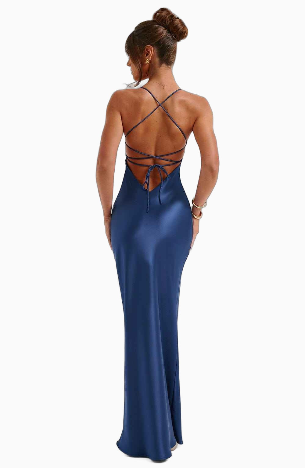 Robe Longue pour Femme en Satin Élégant, Polyester Doux, Parfaite