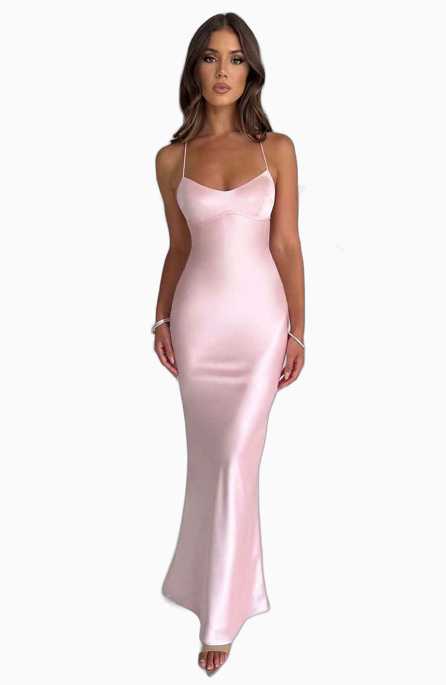 Robe Longue pour Femme en Satin Élégant, Polyester Doux, Parfaite